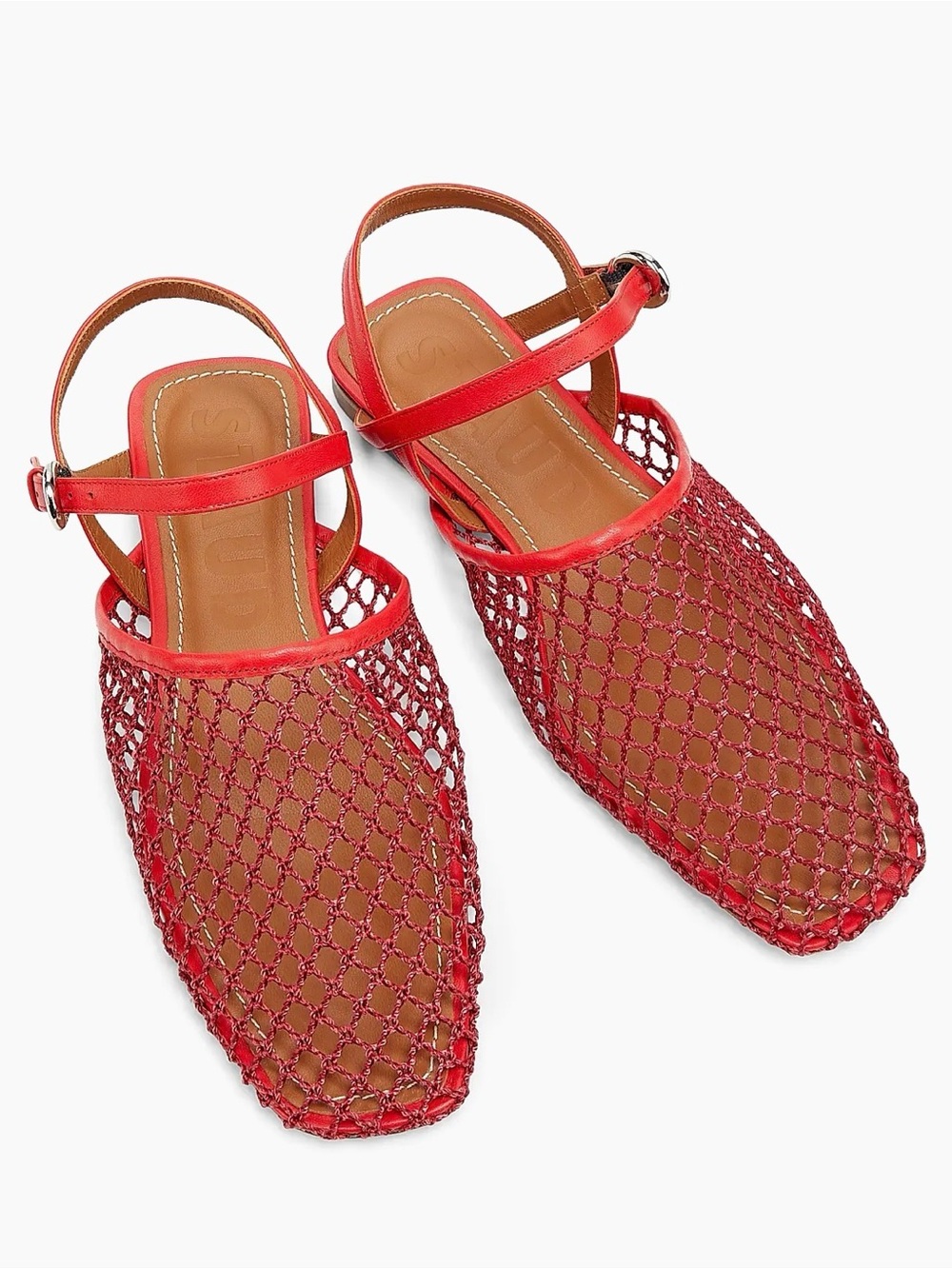 STAUD Rete Paper Net Sandals in Red NEW size 41